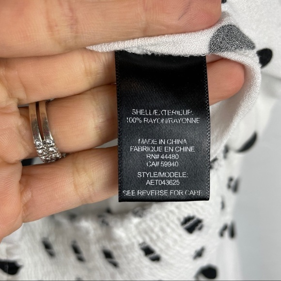 AFRM Polka Dot Long Sleeve Wrap Front Puff Shoulder Crop Top Women's Size Small - Picture 7 of 7